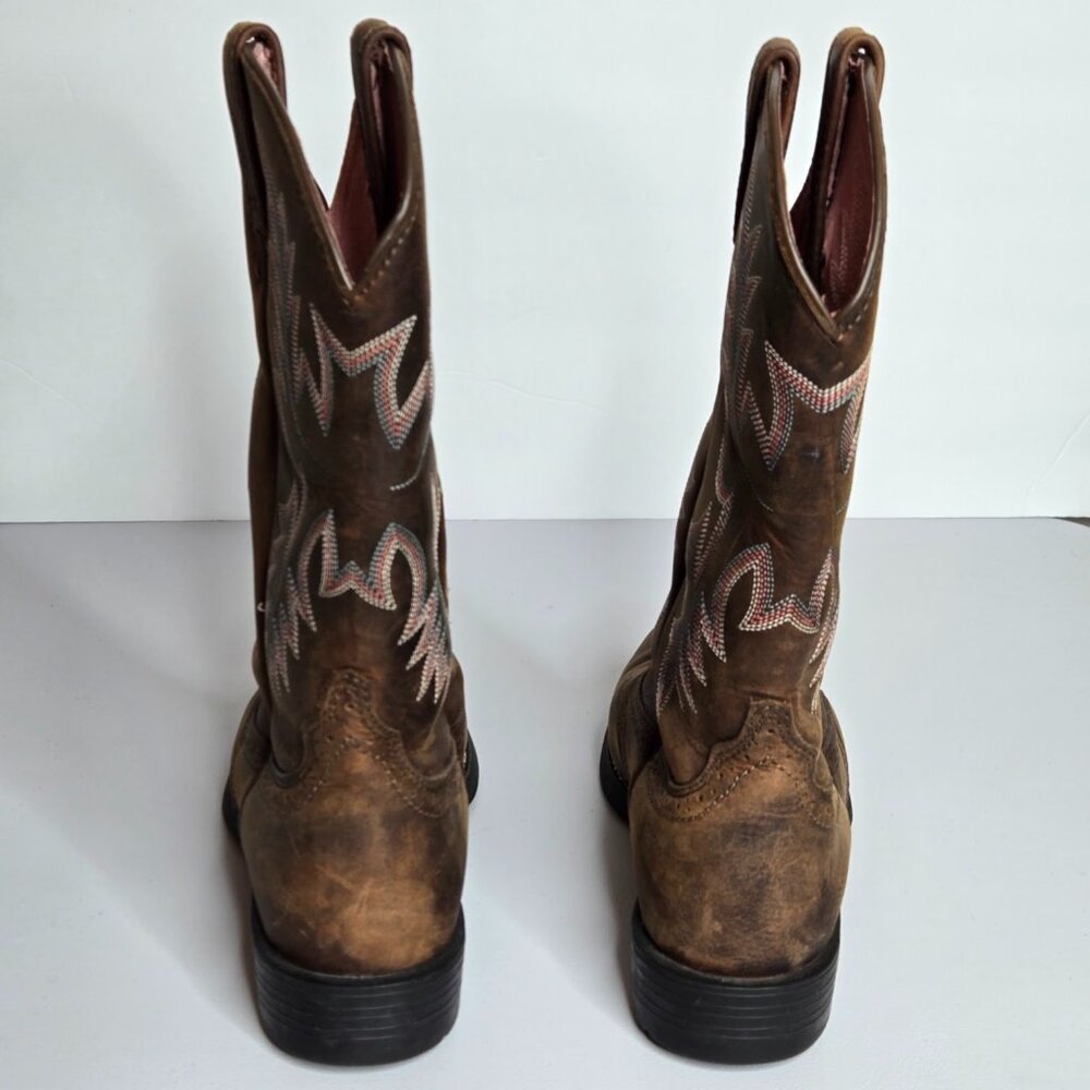 Ariat Heritage Stockman Women Distressed Brown Pink Western Cowboy Boot Sz 10 - Picture 4 of 10
